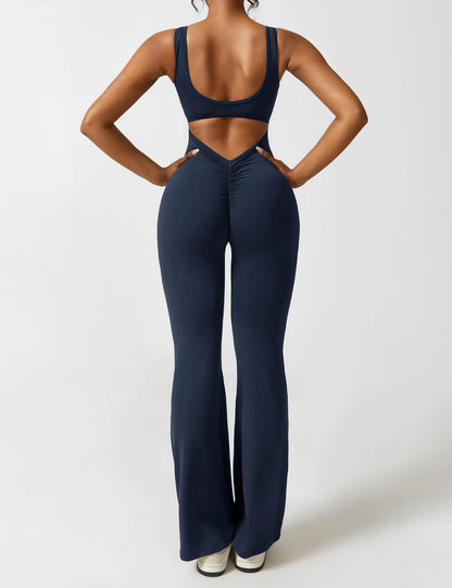 DEMI | V-BACK FLARED JUMPSUIT